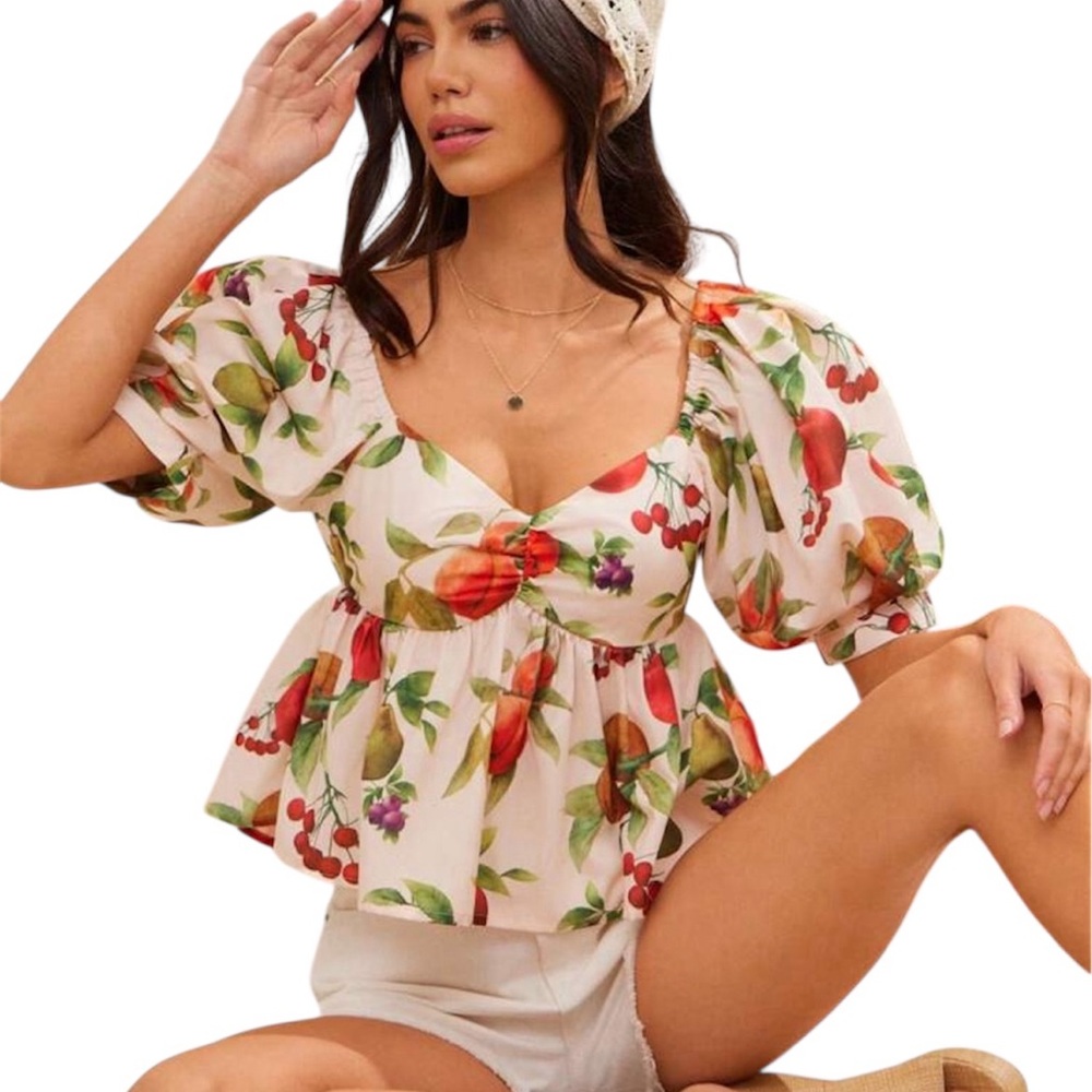 WESTFADE Floral Puff Sleeve Top